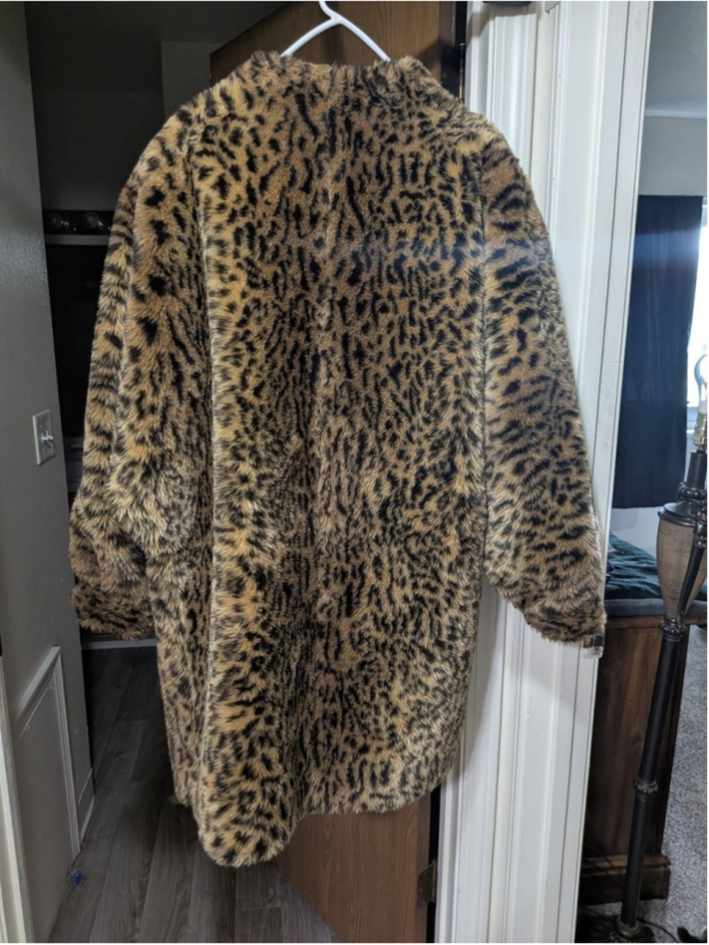 1960s Vintage Monterey Fashions Faux Fur Coat Womens Brown Animal Print USA Long - Picture 9 of 9